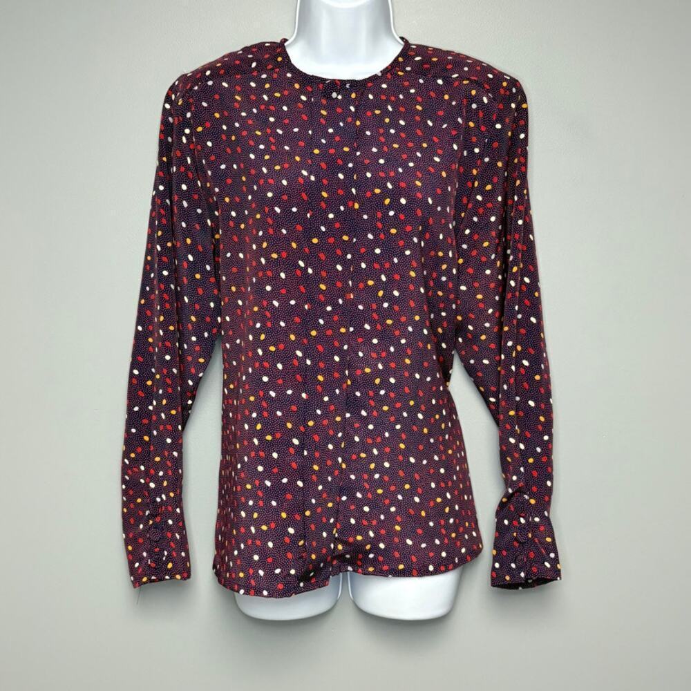 NWT VTG Oscar De La Renta‎ Expressions Abstract Print Blouse Womens Sz 12